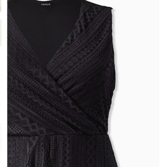 Torrid Sleeveless Black Lace Handkerchief Hem A-Line Dress With Pockets …witchy - Picture 4 of 6